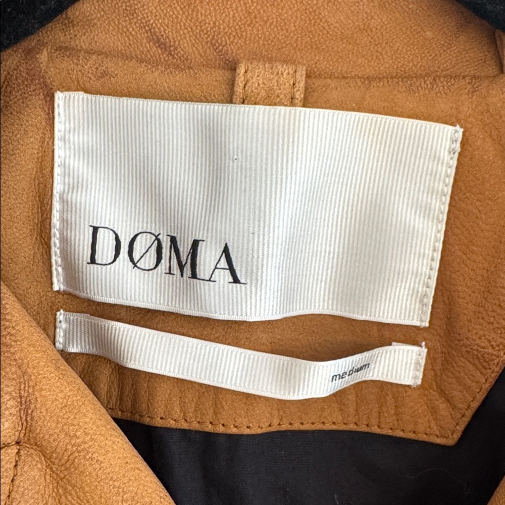 Doma Women's Camel Brown Leather Jacket with Silver Accents, Size Medium - Picture 2 of 4